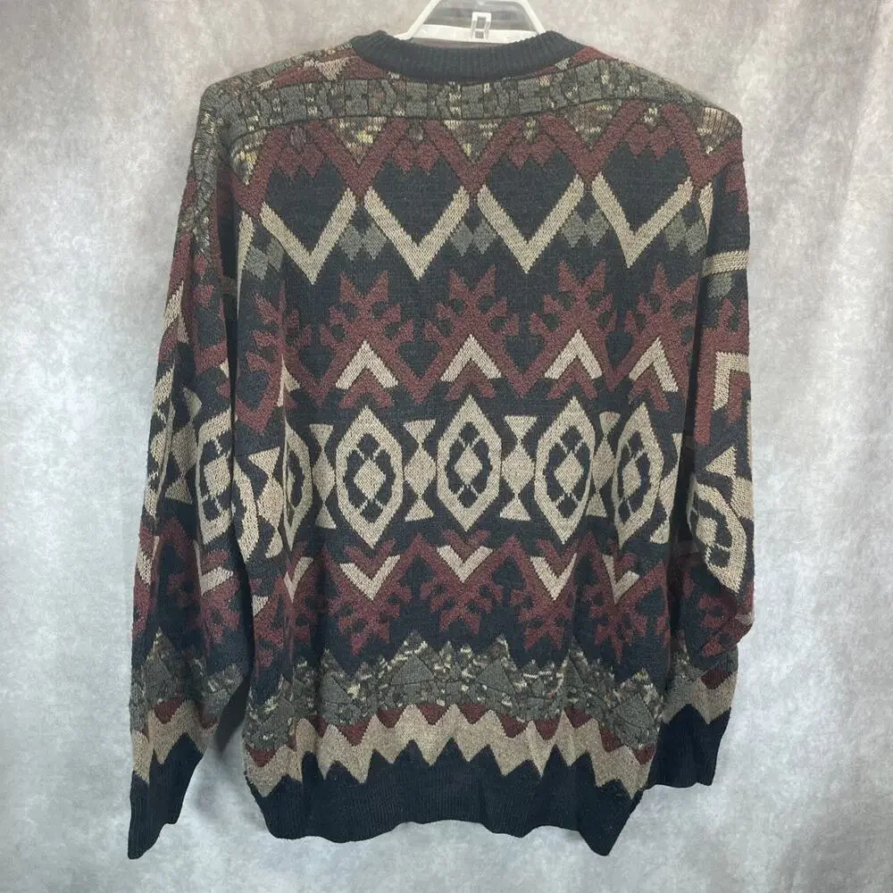 Vtg North Winds Cotton Traders Men XL Sweater Wool Blend Fair Isle Geo Pattern